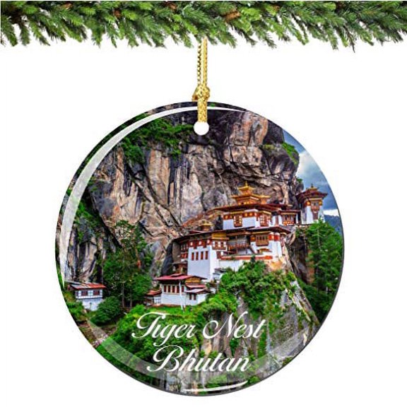 City-Souvenirs Bhutan Christmas Ornament Porcelain Double Sided 2.75 Inches