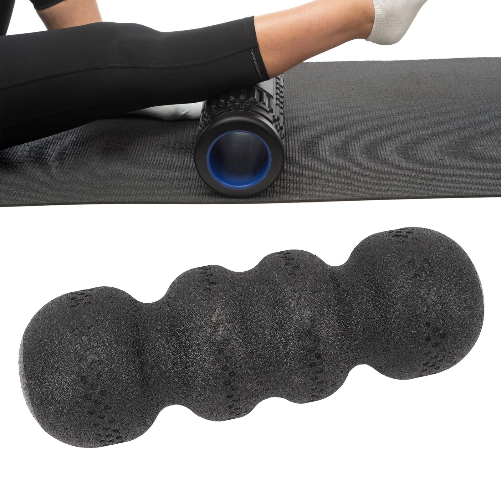 Yajisi 55 Degree High Hardness Peanut Shape Exercise Foam Roller for Back and Leg Muscle Recovery, 17.7 inches / 45 cm, Black