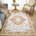 thumbnail image 6 of Lochas Vintage Boho Fluffy Rug Chenille Low Pile Area Rugs for Bedroom Living Room Indoor Floor Carpet Home Decor,4'X6',Gold, 6 of 8