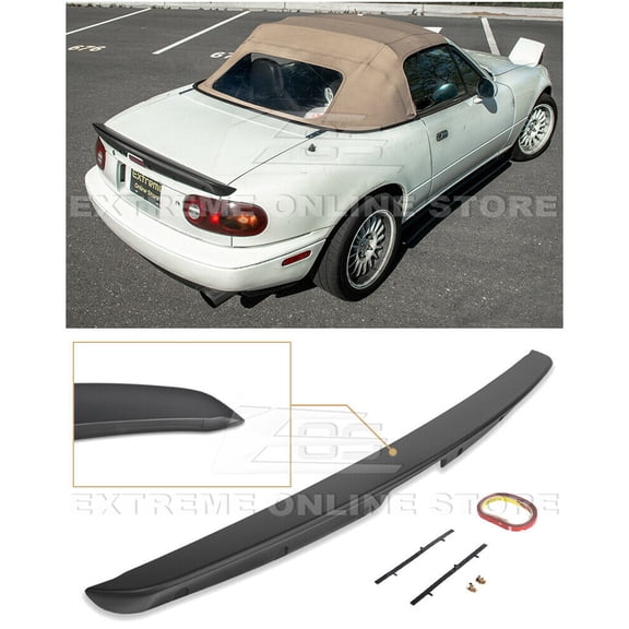 Replacement For 1990-1997 Mazda Miata MX5 MX-5 NA | EOS KG WORKS Style ABS Plastic PRIMER BLACK Rear Trunk Lid Wing Spoiler