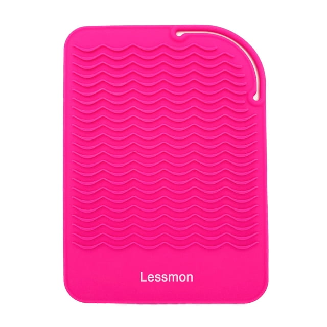 Tapete resistente al calor para rizadores, planchas de pelo, planchas y otros utensilios de peinado, 23 x 16,5 cm, color rosa