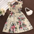 thumbnail image 7 of NAISIBABY Girls Floral Dresses, Square Neck Party Birthday Ruffled Sleeve Kids Summer Smock Sundress Beige Size 10-12, 7 of 7