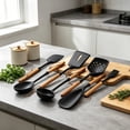thumbnail image 4 of Dmlowu Spatula, Silicone Kitchen Utensils Set with Wooden Handle, Heat Resistant Non Stick Cooking Utensils Set of Spatula Ladle Turner Basting Brush, 4 of 7