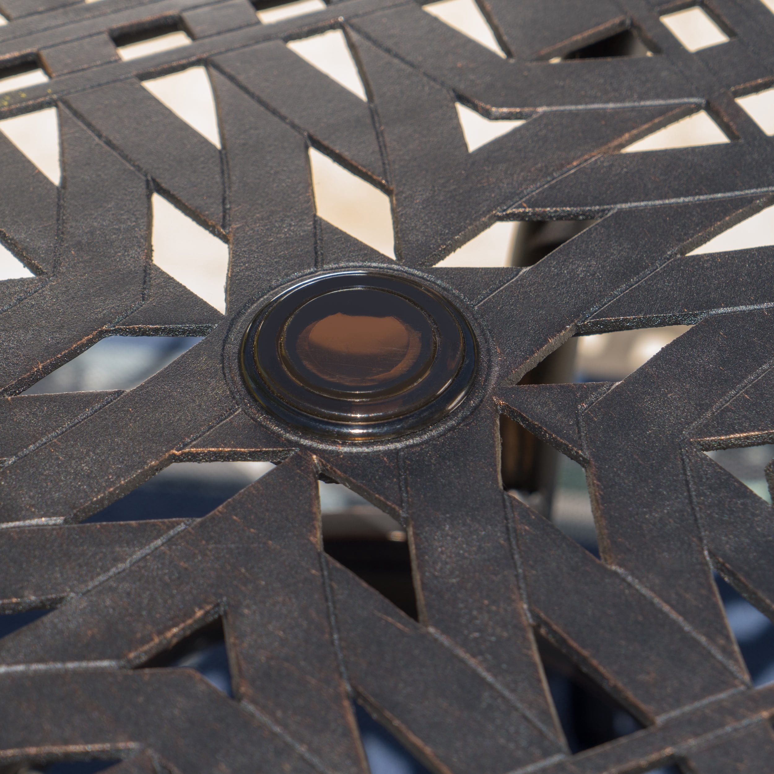 Atlanta Outdoor Cast Aluminum Square Dining Table, Shiny Copper Finish