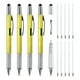 thumbnail image 1 of 4 piezas 6 en 1 herramienta multifuncional bolígrafo regalos para hombres con bolígrafo, regla, destornillador, stylus, amarillo, 1 of 5
