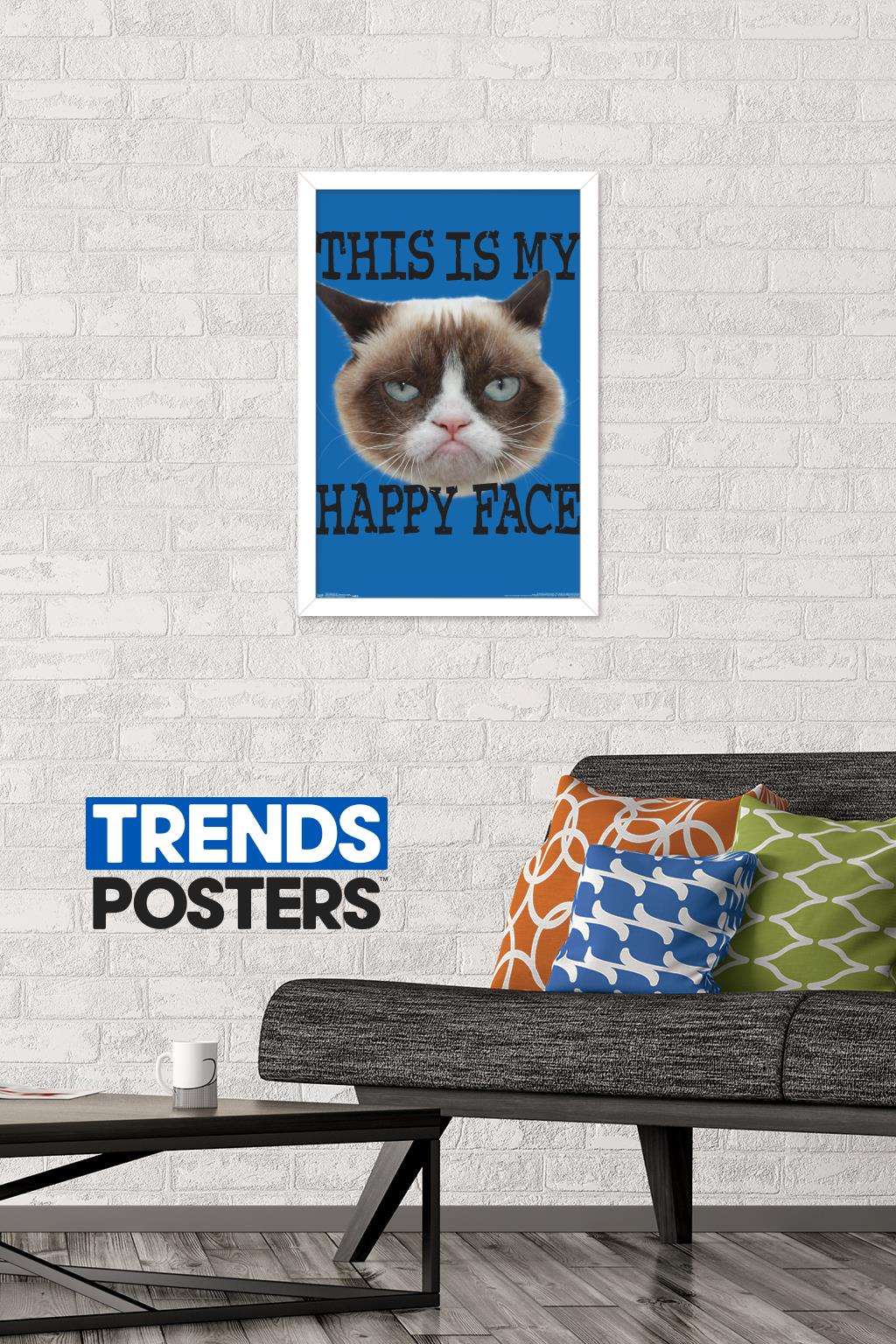 Grumpy Cat - Face Wall Poster, 14.725" x 22.375", Framed