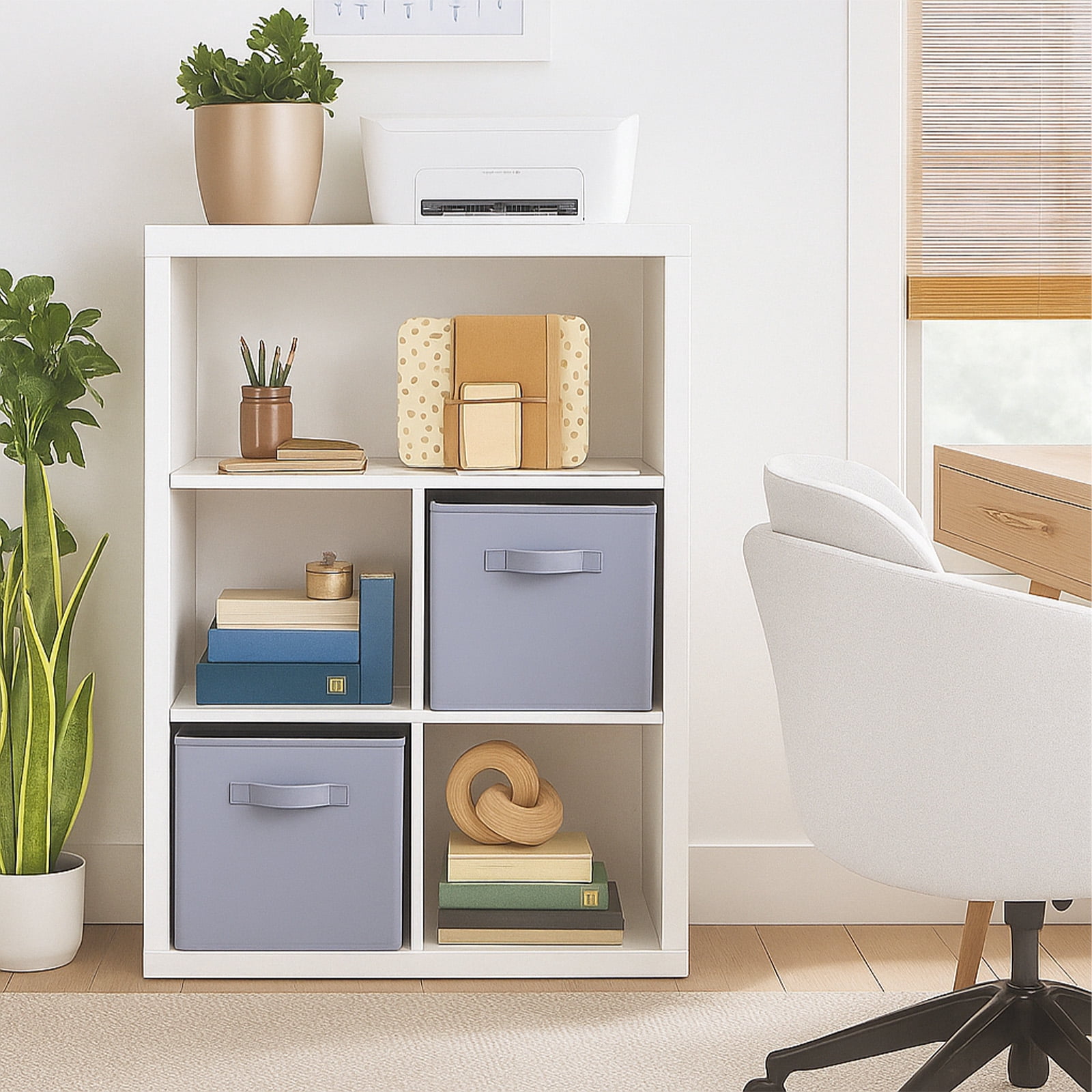 PinkSheep Collapsible Fabric Cube Storage Bins, Foldable Storage Cubes Organizer Bins Basket (10.5" x 10.5"), Gray, 6 Pack