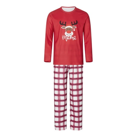 

Family Matching Christmas Pajamas Deer Head Print Plaid Sleepwear