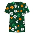 thumbnail image 4 of JURANMO Chemise Homme Saint-Patrick Été 2025 Manches Courtes T-Shirts Mode Imprimé Trèfle Hauts Décontractés Col Rond Chandail Vert G Prime Aujourd'hui, 4 of 6