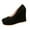 Black, variant on Womens Platform Evening Suede Slip On Dress Solid Round Toe Wedge High Heel Pumps Shoes Red