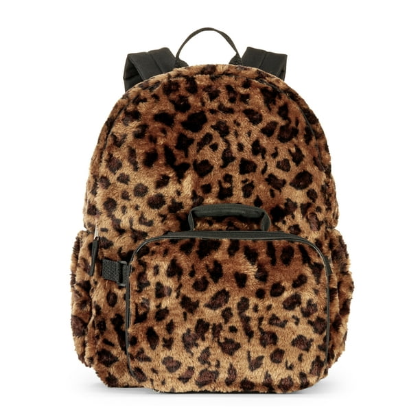 Wonder Nation Girls' Leopard Fur Backpack With Lunch Bag Walmart