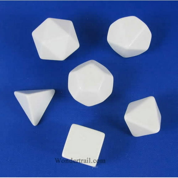 White Blank Dice with No Pips 16mm (5/8in) Set of 6 Chessex