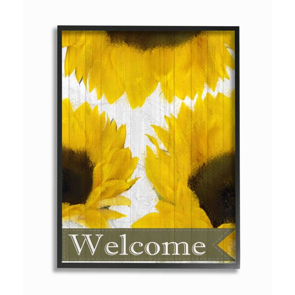 Stupell Industries Sunflower Welcome Yellow Flowers Painting Framed Giclee Texturized Art by Kimberly Allen