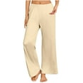 thumbnail image 2 of SELONE White White Mid Waist Plus Size Lounge Pants Wide Leg Cropped Trouser Pants Loose Casual Long Beach Pants Pull on Solid Soft Lightweight Comfy 4XL Tall Breathable Summer Clothes, 2 of 7