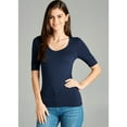 thumbnail image 6 of Emmalise Women's Slim Athletic Fit Vneck Tshirt Half Sleeves Top Jr Size (Navy, Medium), 6 of 6