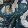 thumbnail image 5 of Orinice  Nautical Octopus Shower Curtain, Blue Teal Cool Ocean Kraken Sailboat Pirate Theme Retro Bathroom Curtain Waterproof Fabric Machine Washable with Hooks 60x72, 5 of 7