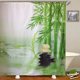 thumbnail image 4 of Cortina de baño de ducha de poliéster impermeable con patrón de bambú con 12 ganchos, 4 of 8