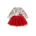 thumbnail image 1 of Xingqing Vêtements de Noël pour Bébé Fille Robe Tutu à Manches Longues Patchwork Imprimé Rouge 2-3 Ans, 1 of 6