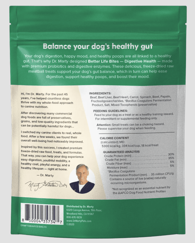Dr. Marty Better Life Bites Digestive Health Dog Treats 3.5 oz