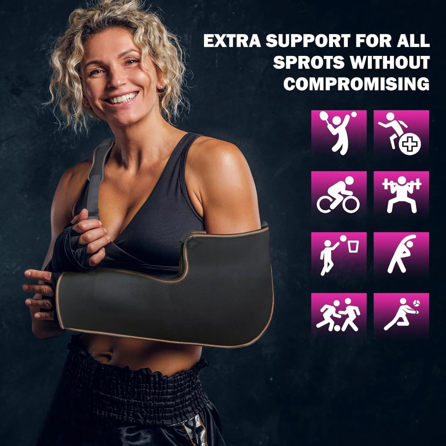 Arm Sling Shoulder Injury Immobilizer | Foam & Polyster Fabric Arm Sling Pouch | Wrist Elbow Support Brace | Left or Right Arm Elbow Support (Black_L) 1 Piece