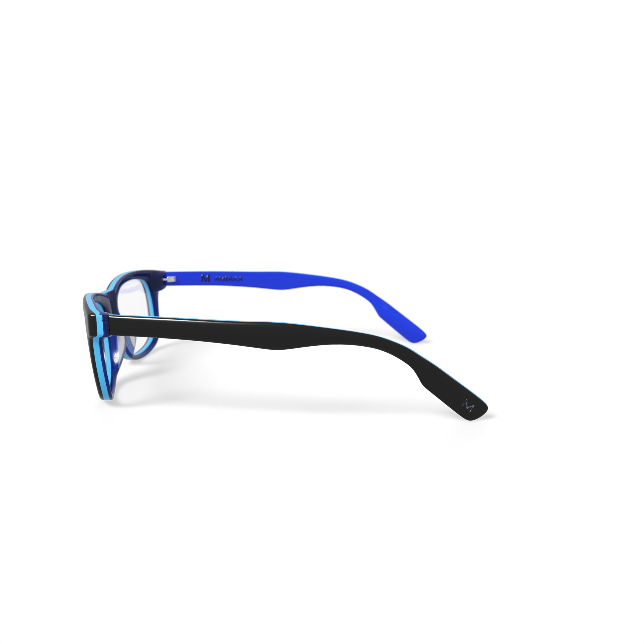 M America Youth MU305 Square Prescription Eyeglasses with Case, Dark/Light Blue