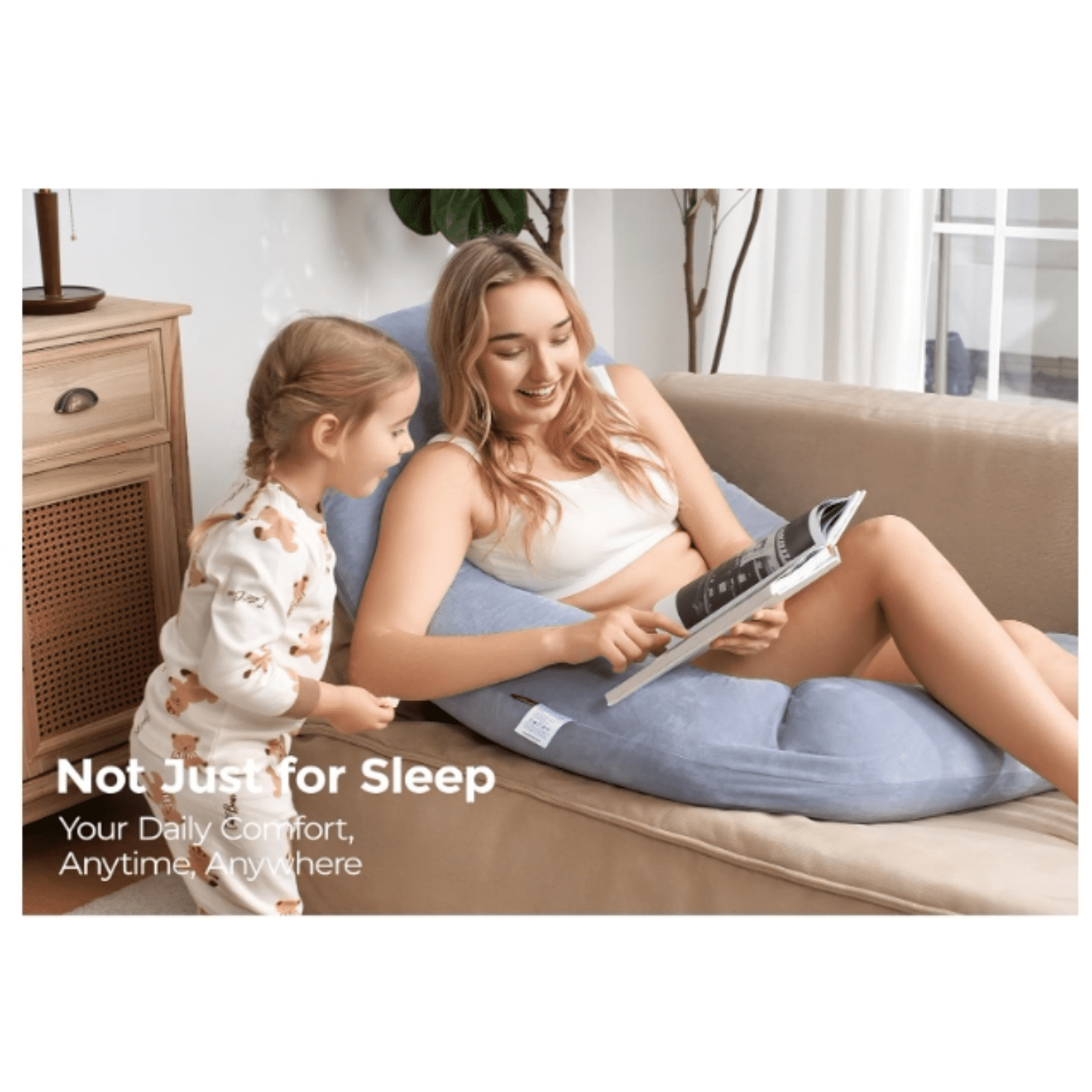 Dreamlign U Pro Maternity Pillow with Adjustable Leg Pillow, Removable Cover - Support for Back, Hip, Belly, Legs for Pregnant Women,