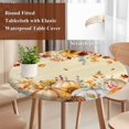 thumbnail image 4 of Orange Fall Round Tablecloth, Fitted Table Cover with Elastic for 36"-44" Round Tables, Thanksgiving Pumpkins Sunflower Yellow Table Cloth Outdoor Indoor Dinning Party Waterproof Tablecloths, 4 of 7