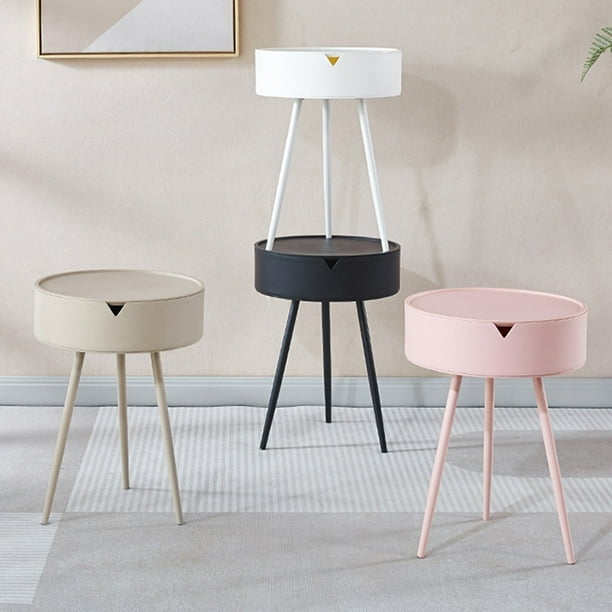 Estantes De Plástico Mesita de noche con almacenamiento 21,45 x 21,45 x 15,74 pulgadas Requiere ensamblaje Blanco Negro Rosa Caqui JASKFLY