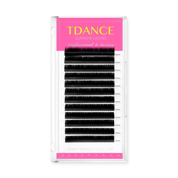 Extensiones de pestañas individuales semipermanentes TDANCE Premium C Curl de 0.709 in, 0,07 mm de grosor, extensiones de pestañas de volumen de seda de visón falso, uso profesional en salón (C 0,07 0