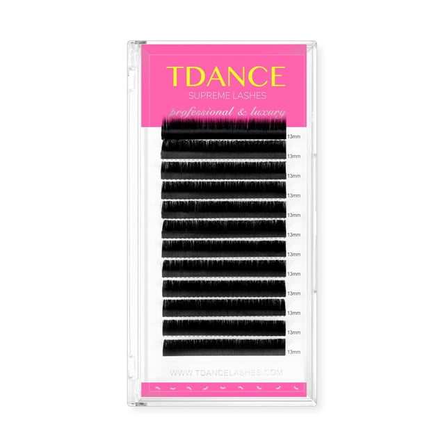 Extensiones de pestañas individuales semipermanentes TDANCE Premium C Curl de 0.709 in, 0,07 mm de grosor, extensiones de pestañas de volumen de seda de visón falso, uso profesional en salón (C 0,07 0