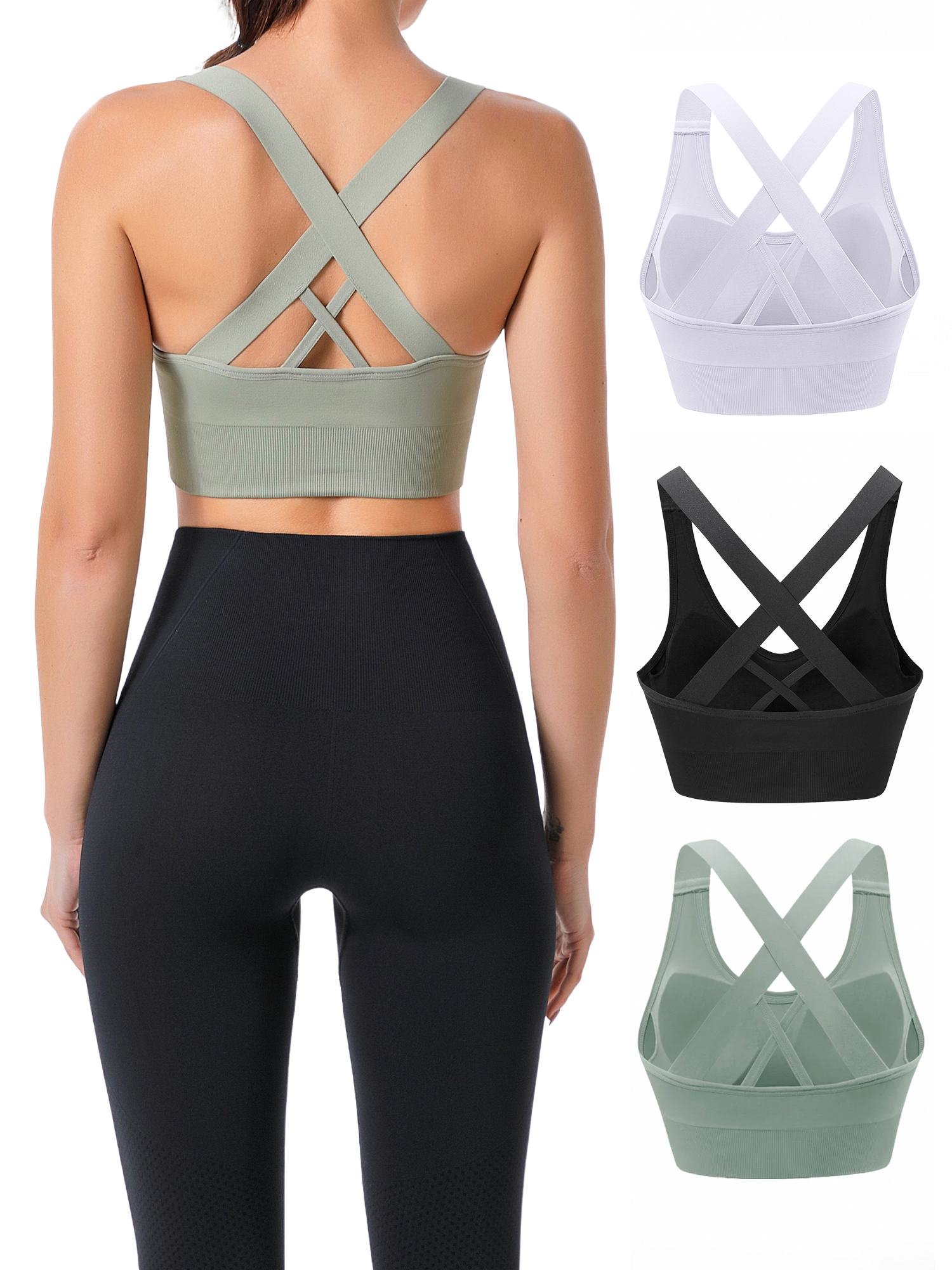 Hanerdun 3-Pack Women's Padded Seamless Sports Bra photo 2