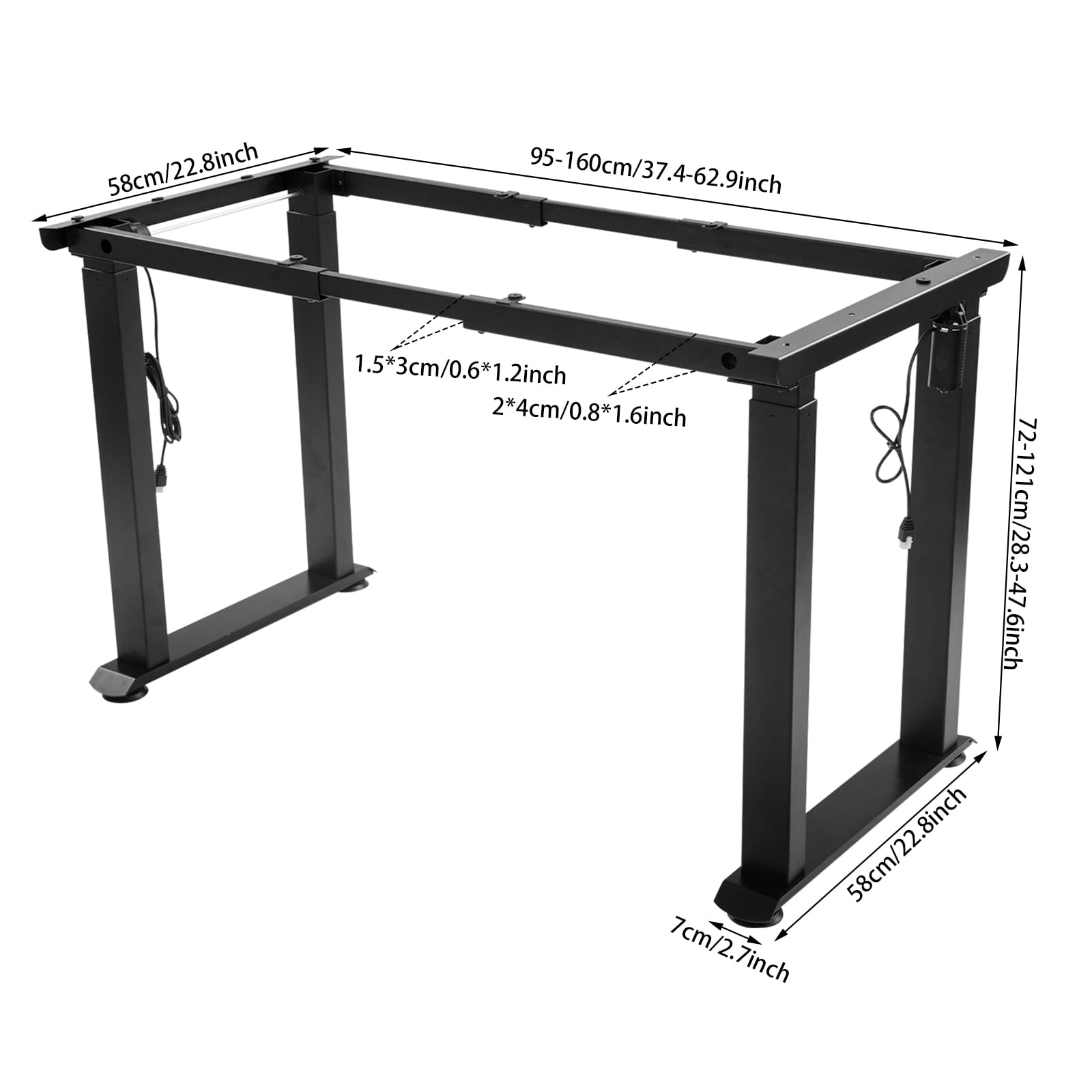 Modern Excellent Performance Free Standing Black Dual Motor Adjustable Desk Rack Frame for Offices, Homes