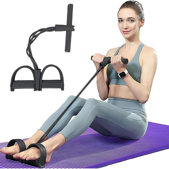 21 Fitness Resistance Bands-4 Tube Pedal Ankle Puller - 2025 New Sit up Leg Stretch Rope Exercise Bands with Handles, for Abdomen/Waist/Arm/Leg Stretching Slimming Training