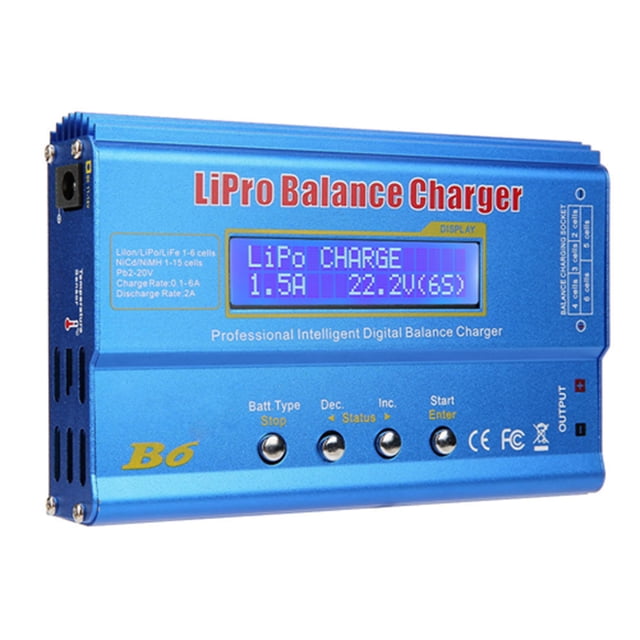 Cargador y descargador de equilibrio con pantalla LCD digital B6 de 80 W para baterías RC LLiPo NiMH (sin enchufe)