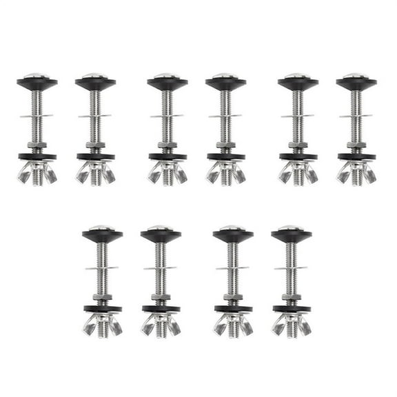 10 Pack Toilet Tank to Bowl Bolt Kits Cistern Bolts Kit,Stainless Steel Toilet Pan Fixing Fitting with Double Gaskets,10 * toilet bolts(unassembled),Silver