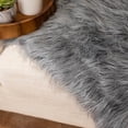 thumbnail image 3 of Northlight Plush Shaggy Faux Fur Textured Throw Blanket - 50" x 60" - Slate Blue, 3 of 9