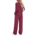 thumbnail image 4 of Fantaslook Two Piece Lounge Sets for Women Vacation Travel Fall Outfits V Neck Tops Wide Leg Pants Matching Sets Women Clothing, 4 of 8