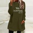 thumbnail image 1 of DPTALR Womens Round- Neck And Winter Loose Print Pocket Warm Long Sleeve Blouse Tops, 1 of 4