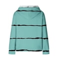 thumbnail image 5 of Women's Plus Size Hooded Sweatshirts Trendy Striped Printed Crew Neck Drawstring Long Sleeve Waffle Tops with Pockets(Light Blue,L), 5 of 6