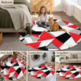 thumbnail image 6 of Red Black Triangle Round Area&nbsp;Rug 8ft Color Block Stitching Non-Slip&nbsp;Washable Circle Rugs Soft Felt Indoor Floor Mat for Bedroom Kitchen Living Room Bathroom, 6 of 9