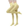 thumbnail image 2 of oelaio Women's Opaque Tights 2 Pack Solid Basic Bottoms Stretch High Waisted Pantyhose Socks Yellow L, 2 of 3