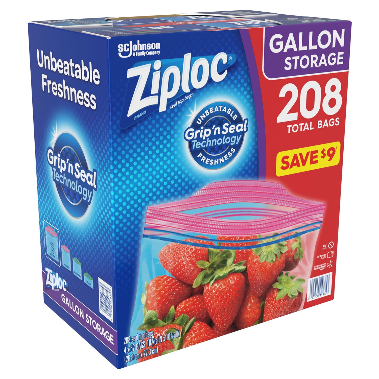 Ziploc Double Zipper Freezer Bags with Grip'n Seal Easy Open Tabs, Pint,  14Count 25700003991