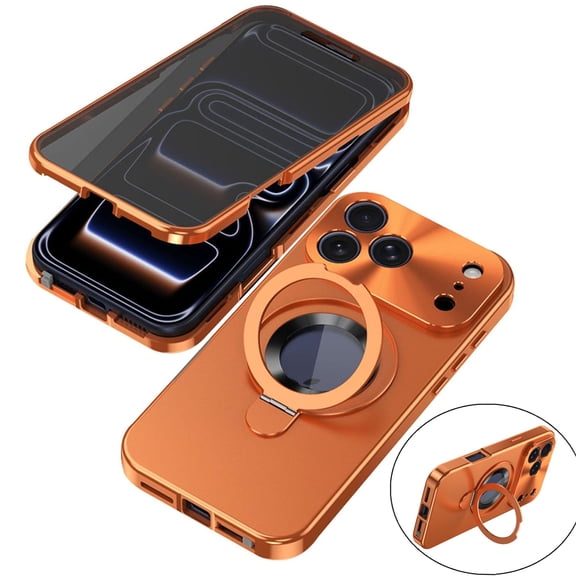 New Phone Case for iPhone 17 Pro ,Full Body Shockproof Slim Rugged Protection Hand Grip Ring Stand Magnetic Case With Privacy Screen Protector ,Orange