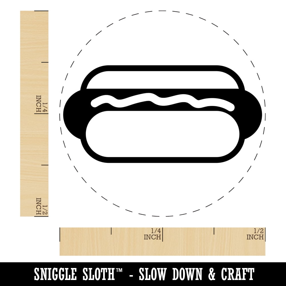 Yummy Hot Dog Self-Inking Rubber Stamp Ink Stamper - Dry Pad (No Ink) - Mini 1/2 Inch
