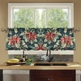 thumbnail image 4 of Yayeee Kitchen Curtains Tier Set of 2 Light Filtering 57"x36" Over Sink Window Panels, Retro Christmas Poinsettia, 4 of 7