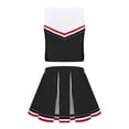 thumbnail image 4 of YIZYIF Kids Girls Schoolgirl Cheer Leader Uniform Crop Top with Pleated Skirt Dance Gym Suit Cheerleading Sports Outfit Black 14, 4 of 6