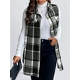 thumbnail image 4 of Cuteduck Womens Plus Size Sleeveless Plaid Vest Wool Blazer Jackets Cardigan Outerwear Fall Winter Tops 1X-4X, 4 of 6