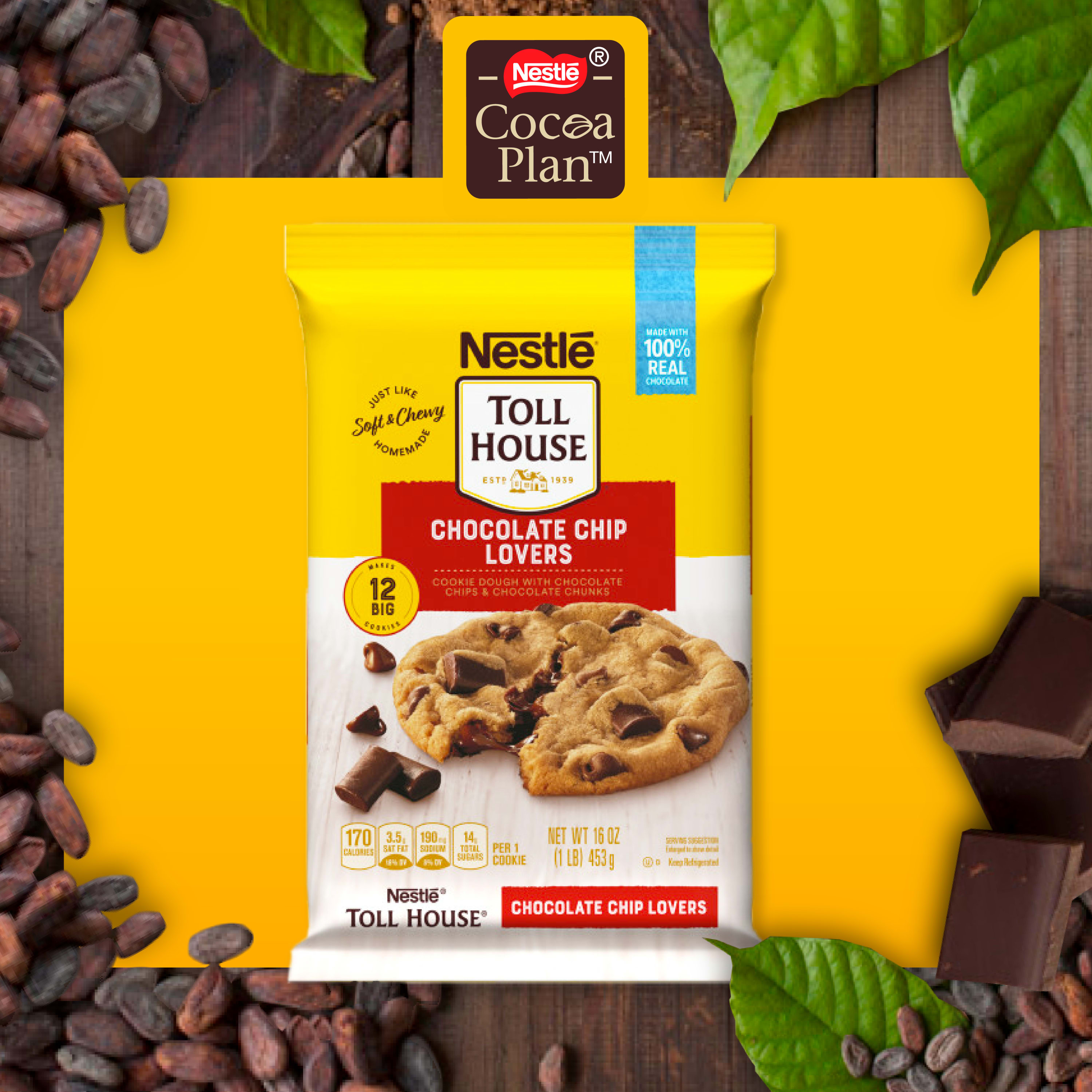 Nestle Toll House Chocolate Chip Lovers Cookie Dough, 16 oz, Makes 12 Giant Cookies - image 5 of 10