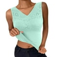 thumbnail image 3 of Wovix Women's Camisoles With Built in Bra Solid Color Lace V Neck Tank Tops Slim Camis Tank Tops Thermal Base Layer Sleeveless Basic For Daily Vest Underwear Tops, 3 of 7