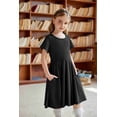 thumbnail image 6 of Arshiner Girl's Summer Dresses Short Sleeve Casual Holiday Skater Twirl Dress with Pockets, 6 of 6